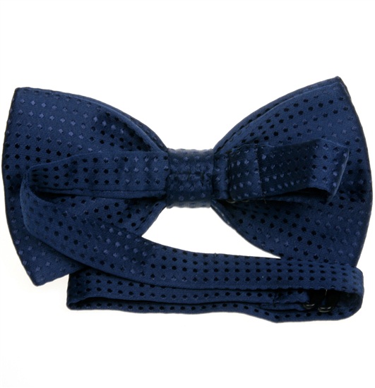 Deep blue bow tie reverse with dots