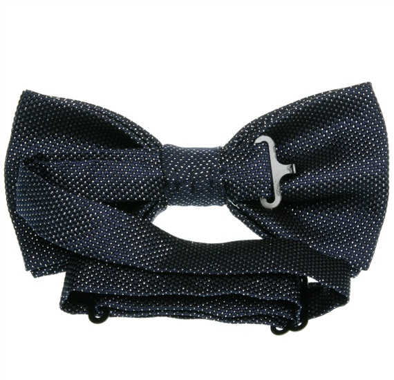 Reverse deep blue and silver bow tie
