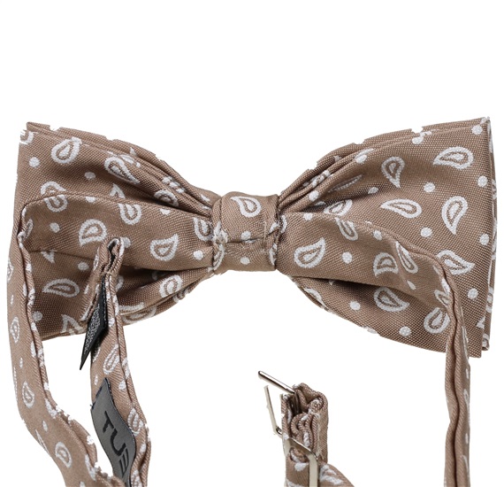 Reverse beige bow tie with cashmere