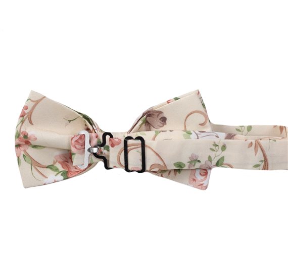 Reverse beige bow tie with flowers