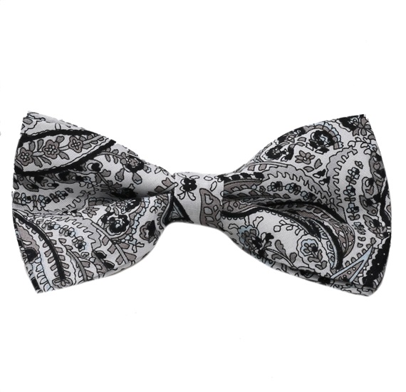 Reverse white bow tie with black cashmere