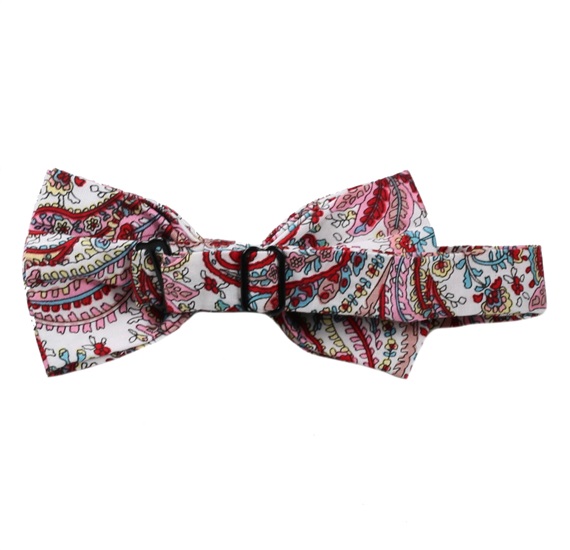 Reverse white bow tie with pink cashmere