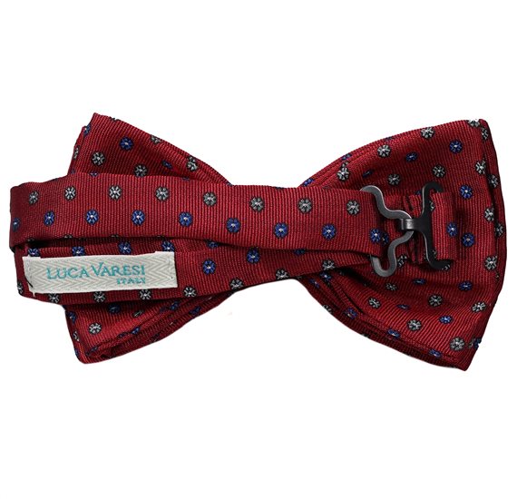 Reverse burgundy bow tie with flowers