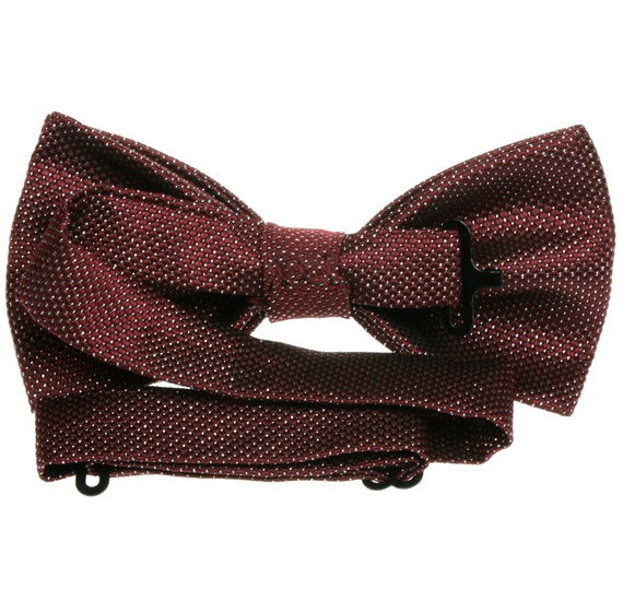 Reverse burgundy and silver bow tie