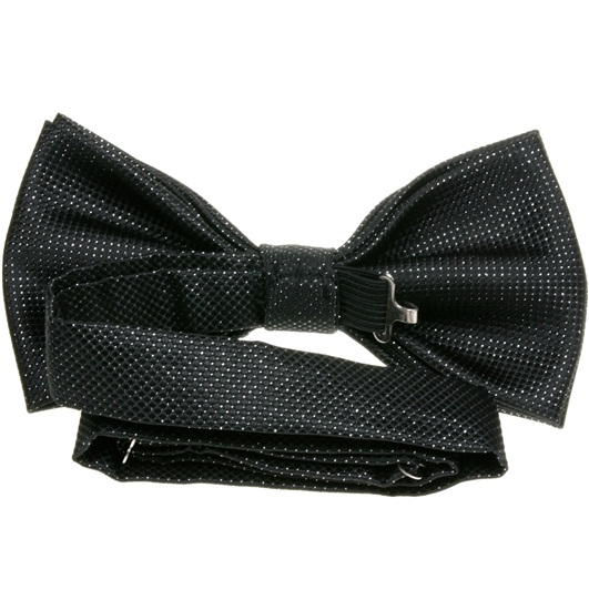 Reverse black and silver dress bow tie