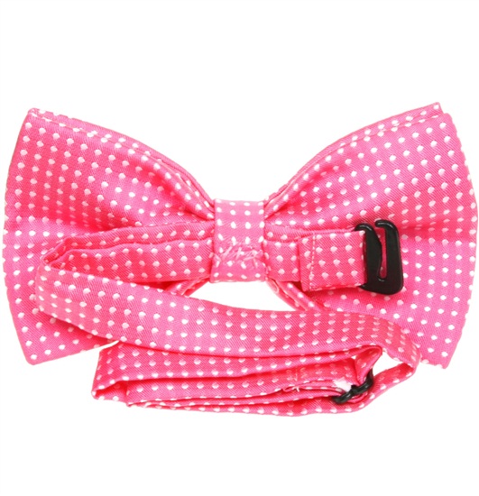 Fuchsia bow tie reverse with white dots