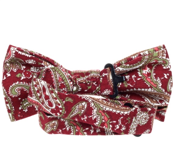 Garnet bow tie ereverse with green and beige cashmere