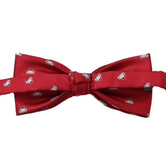 Reverse garnet bow tie with cars