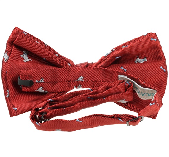 Garnet bow tie reverse with white schnauzers