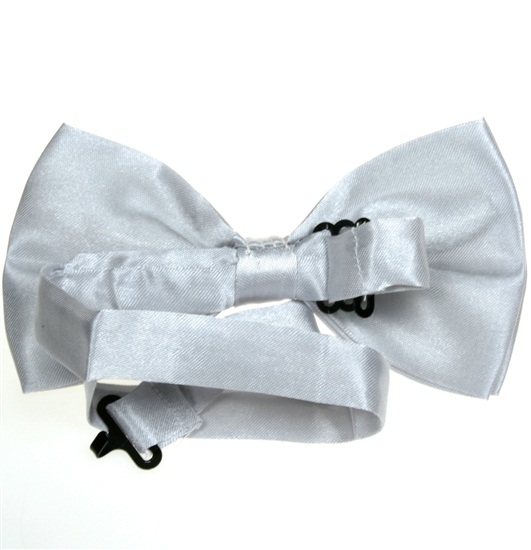 Reverse light grey bow tie