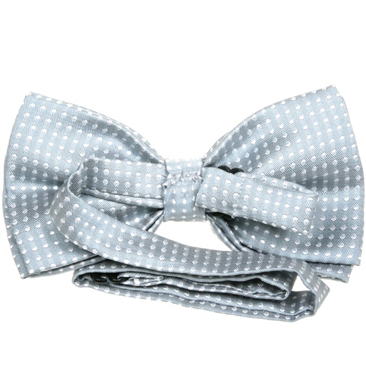 Light grey bow tie reverse with white dots