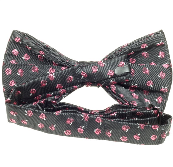 Reverse dark grey bow tie with roses