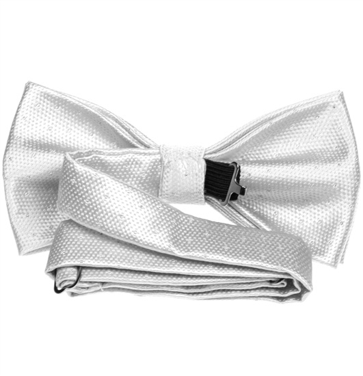 Pearl grey bow tie reverse with silver dots
