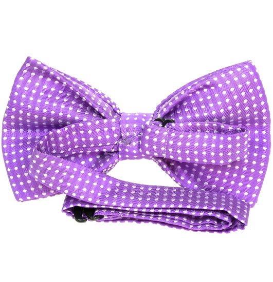 Purple bow tie reverse with white dots
