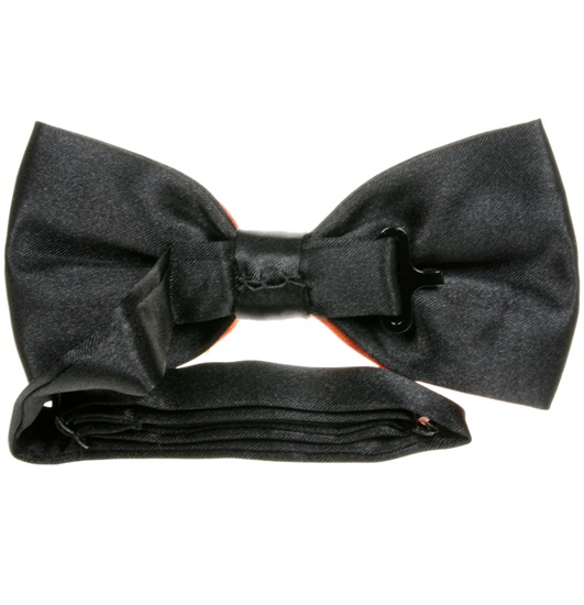 Reverse orange and black bow tie