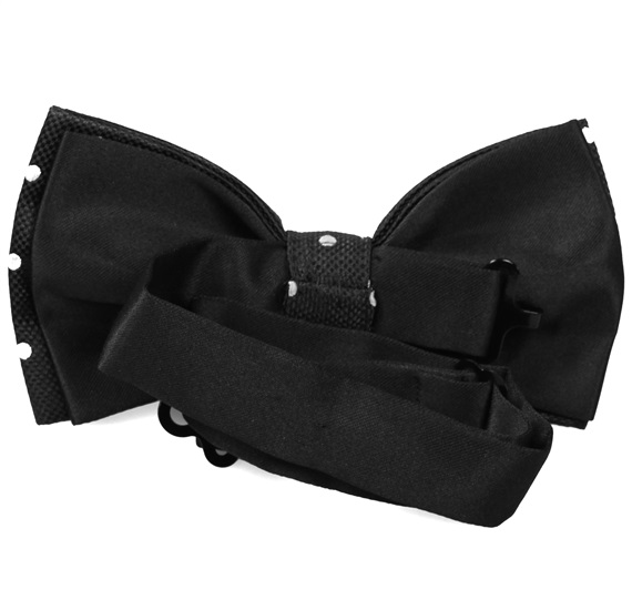 Reverse black bow tie with dots