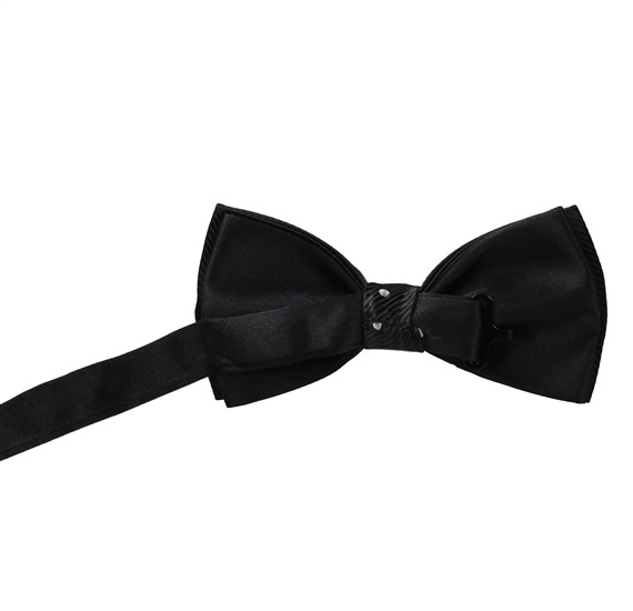 Reverse black bow tie with white dots