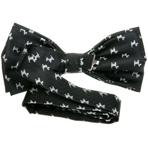 Black bow tie reverse with white schnauzer