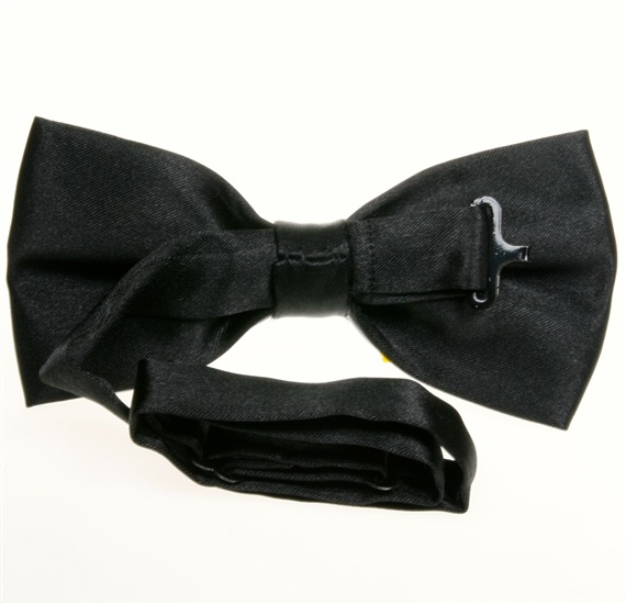 Reverse black and grey satin bicolor bow tie