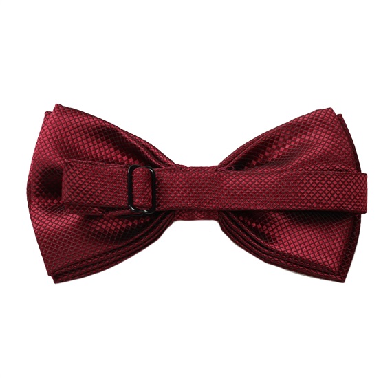 Reverse burgundy satin bow tie