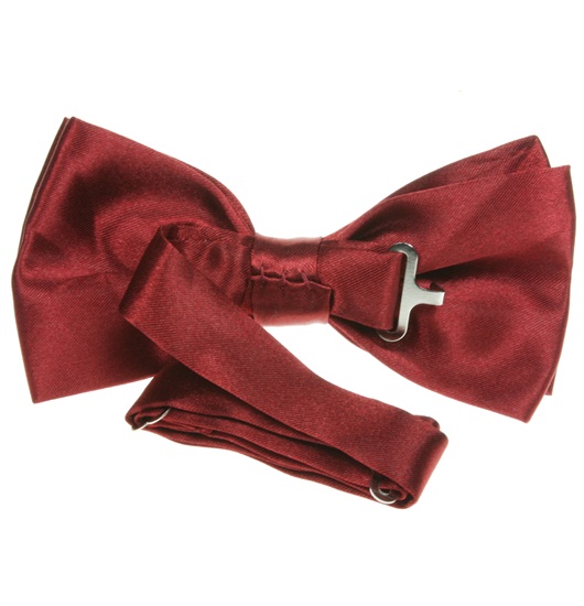 Reverse garnet satin bow tie