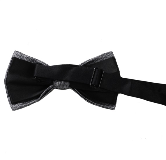 Reverse grey satin bow tie