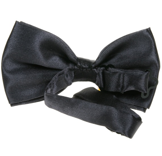 Reverse dark grey satin bow tie