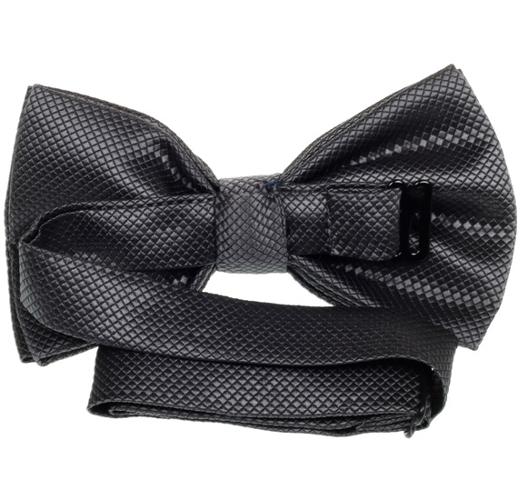 Reverse dark grey satin bow tie