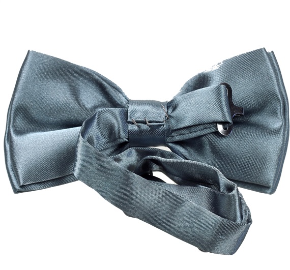 Reverse grey satin bow tie