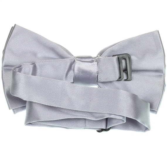 Reverse pearl grey satin bow tie