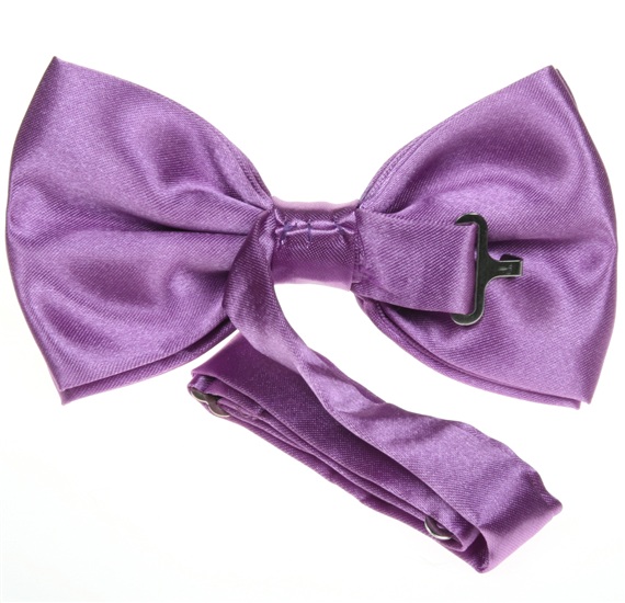 Reverse light magenta satin bow tie