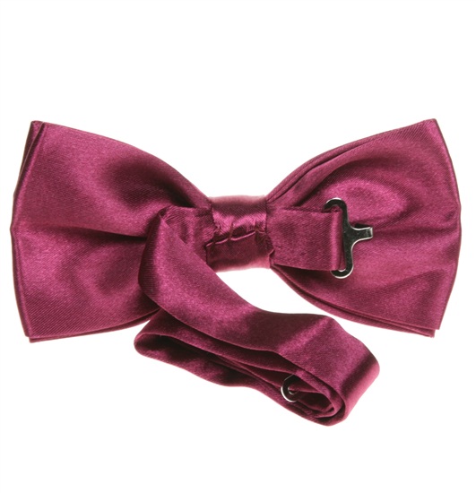 Reverse magenta satin bow tie