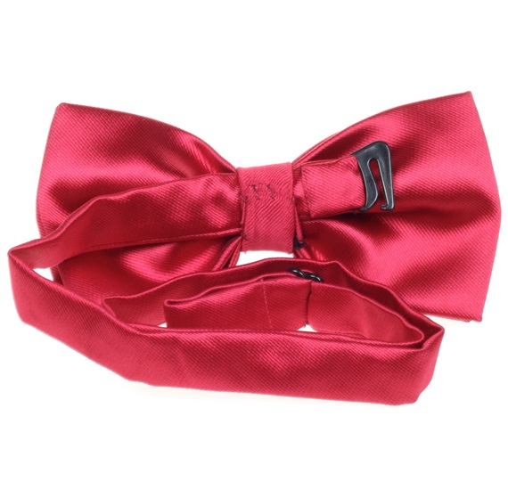 Reverse magenta satin bow tie