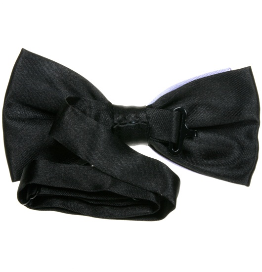 Reverse mauve and black satin bow tie