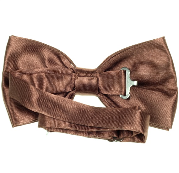 Reverse brown satin bow tie