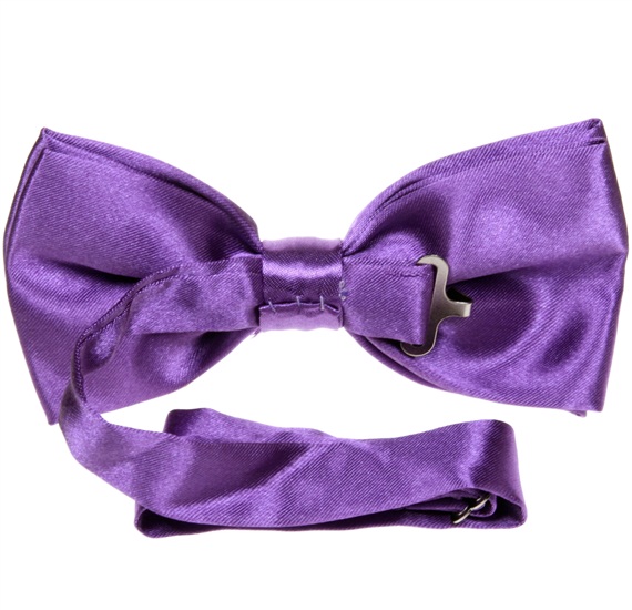 Reverse light purple satin bow tie