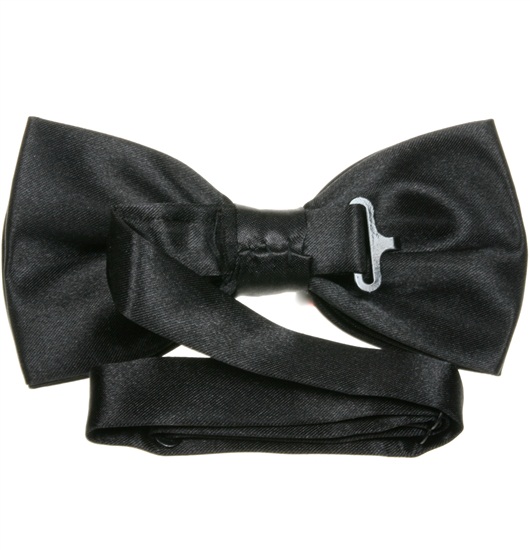 Reverse black satin bow tie