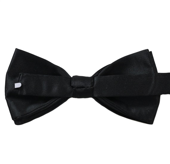Reverse black satin bow tie