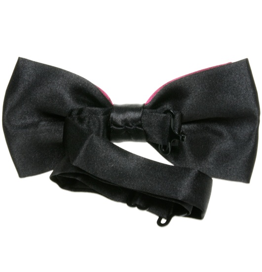 Reverse black and burgundy satin bow tie