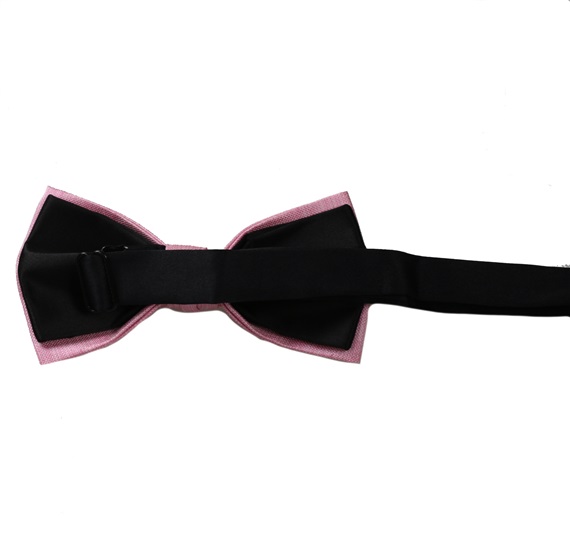Reverse pink satin bow tie