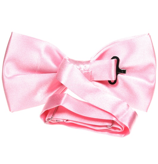Reverse light pink satin bow tie