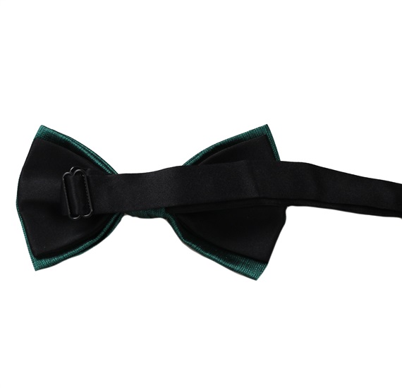 Reverse emerald green satin bow tie