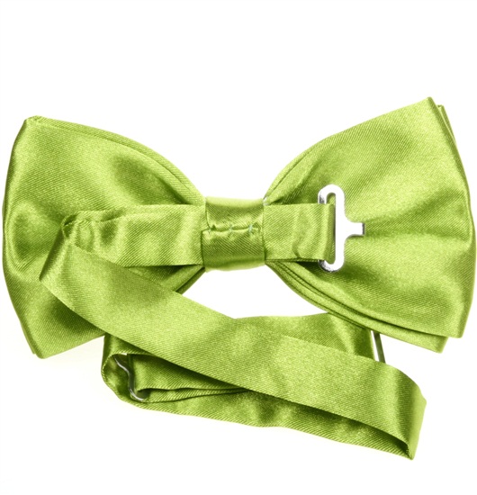 Reverse pistachio green satin bow tie
