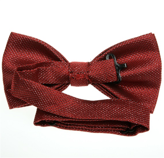 Reverse red and silver bow tie