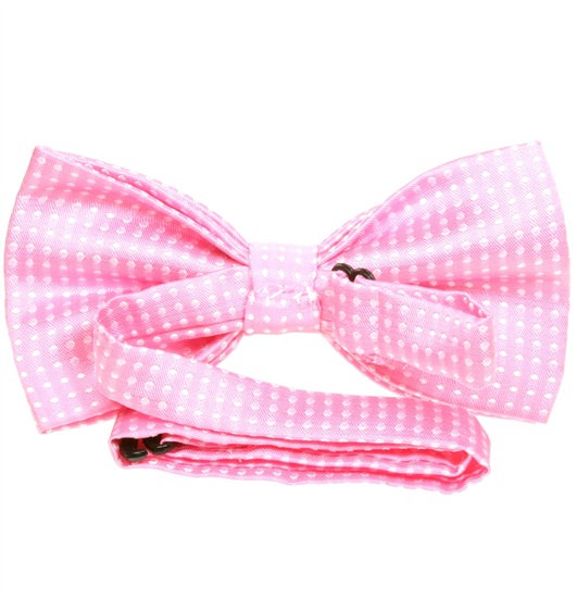 Pink bow tie reverse with white dots