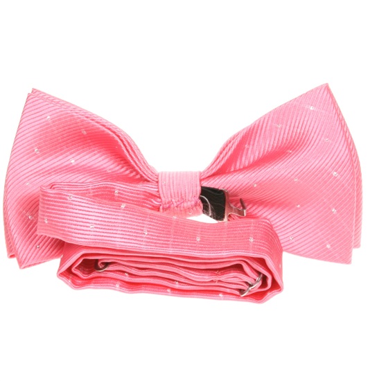 Pink bow tie reverse with silver dots