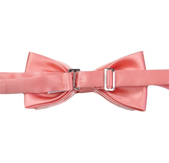 Reverse salmon pink bow tie with paisley