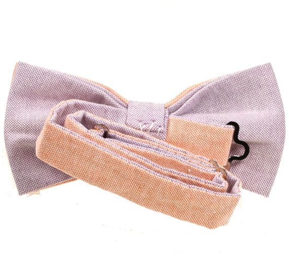 Reverse salmon and mauve bow tie
