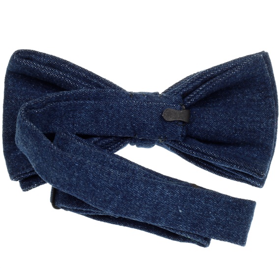 Reverse blue jeans bow tie