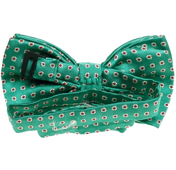 Reverse green bow tie with daisies